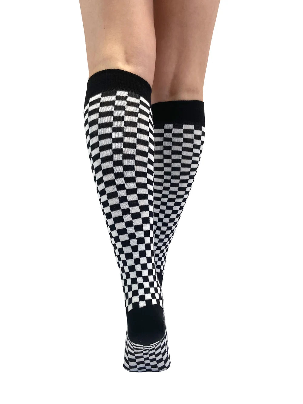 Knee High Checkerboard Socks (B&W)