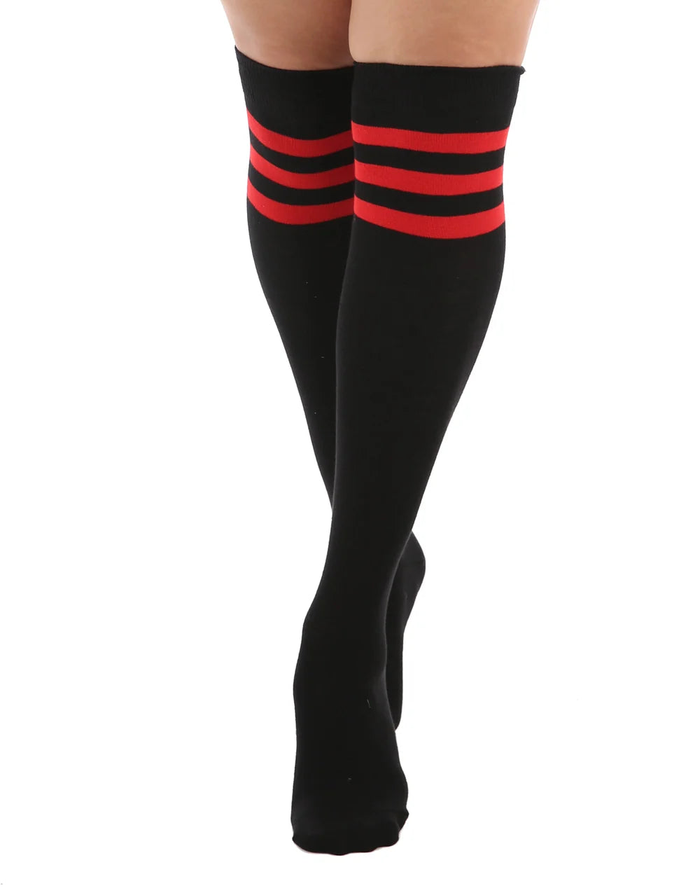 Referee Over The Knee Socks Black/Red