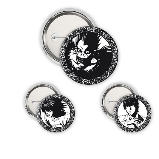 Death Note Light^ L & Ryuk Badge Pack