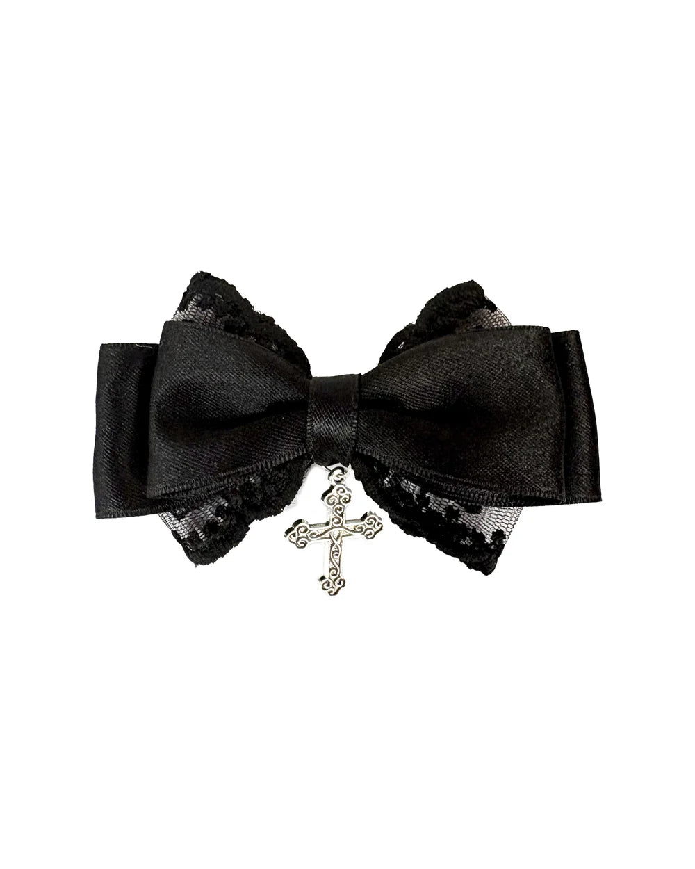 Crucifix Lace Bow Hair Clip