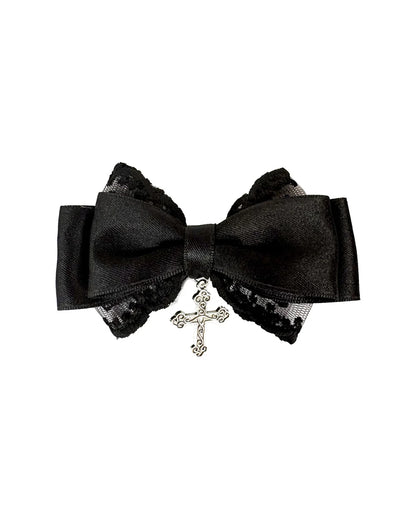 Crucifix Lace Bow Hair Clip