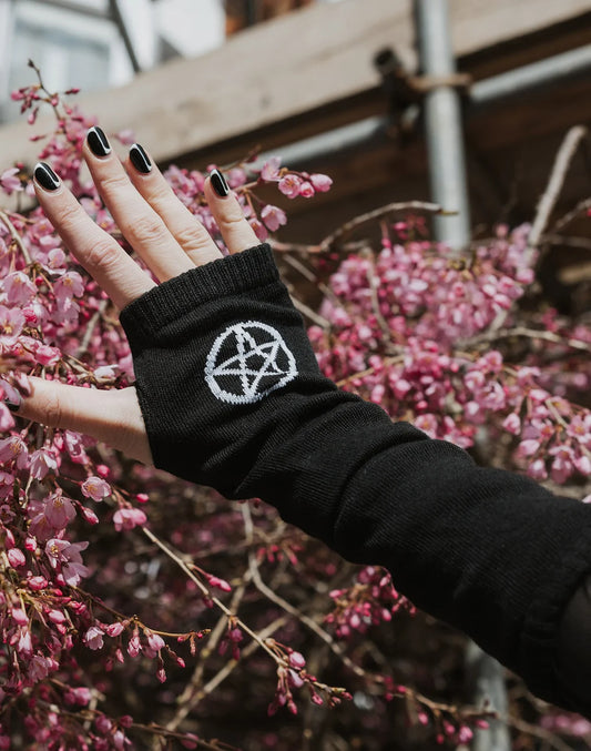 Knitted Pentagram Fingerless Gloves
