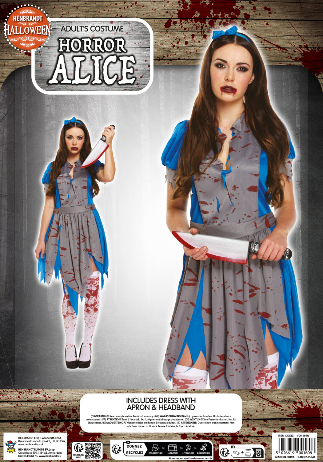 Horror Alice (One Size) Adult’s Fancy Dress Costum
