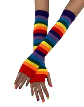 Rainbow Stripe Fingerless Gloves