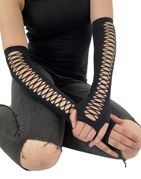 Slashed Sleeve Gloves 
Black