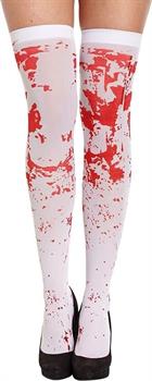 White Hold-Up Stockings with Blood