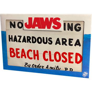 Jaws No Swimming Wood Sign